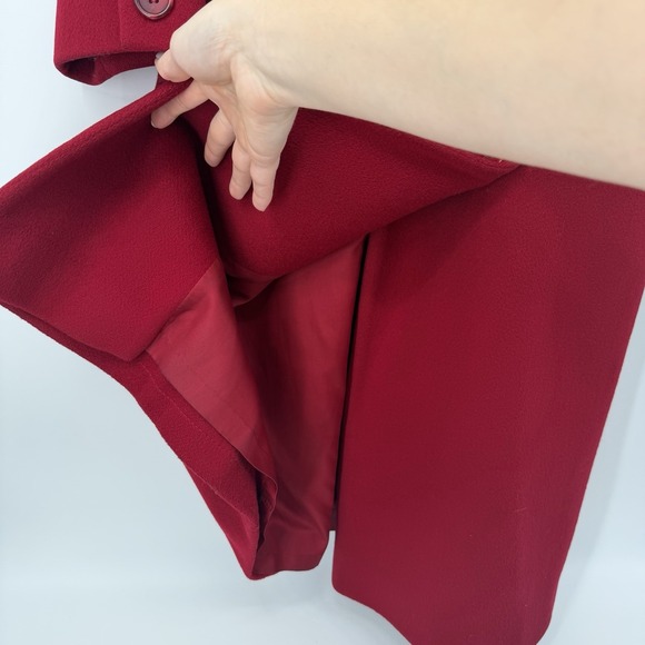 Vintage Talbots Red 100% Wool Long Peacoat Womens Size 2 Double Breasted Holiday - Picture 7 of 11